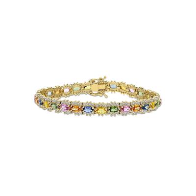 Rainbow Sapphire & Diamond Tennis Bracelet in 14K Yellow Gold (1 3/4 ct. tw.)