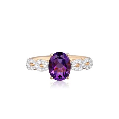 Oval Amethyst and Lab-Created White Sapphire Ring in 10K Yellow Gold