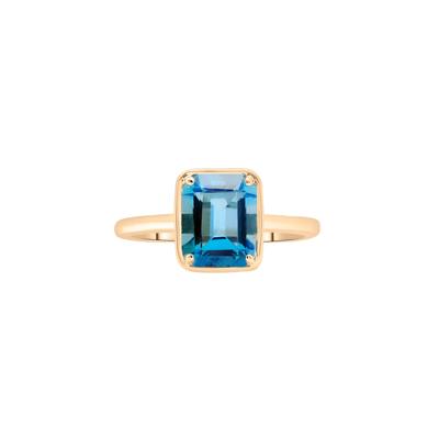 Faux-Bezel Blue Topaz Ring in 10K Yellow Gold