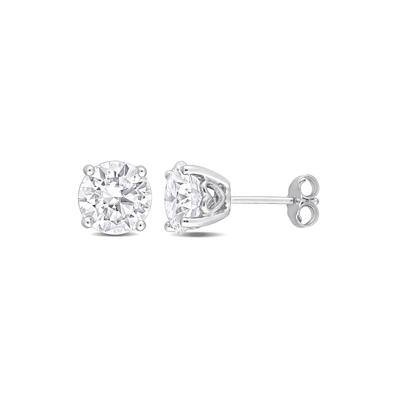 Lab-Created Moissanite Round Solitaire Stud Earrings in Sterling Silver (3 3/4 ct. dew)