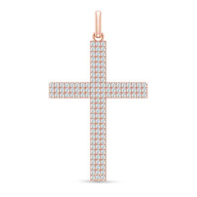 Men's Lab Grown Diamond Cross Charm in 10K Rose Gold (2 ct. tw.)