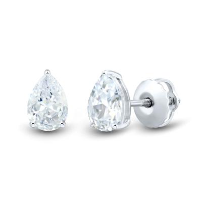 Lab Grown Diamond Pear-Shaped Three-Prong Studs in 14K White Gold (1 ct. tw.)