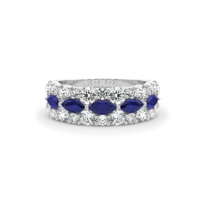 Diamond and Blue Sapphire Anniversary Band in 14K White Gold (1 7/8 ct. tw.)