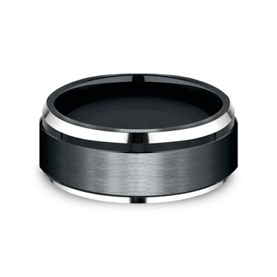 Men’s Black & White Cobalt Wedding Band, 9MM