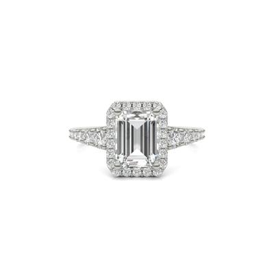 Lab-Created Moissanite Engagement Ring in 14K White Gold