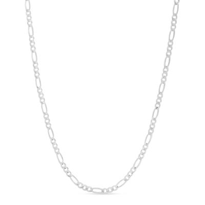 Solid Figaro Chain in 14K White Gold, 3.8MM, 22”
