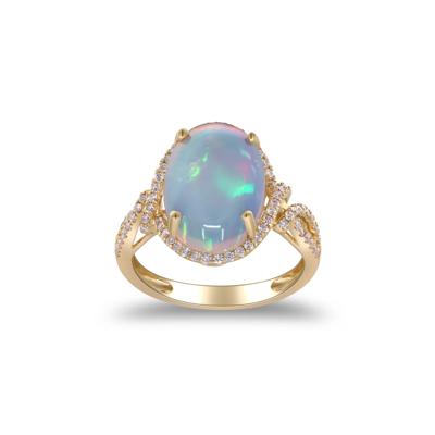 Opal and Diamond Ring in 14K Yellow Gold