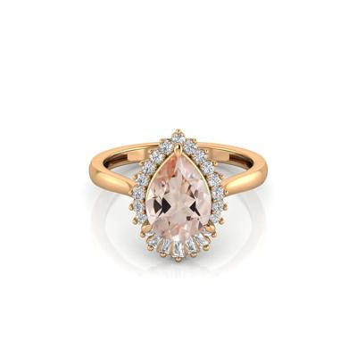Morganite & Diamond Halo Ring in 10K Rose Gold (1/5 ct. tw.)