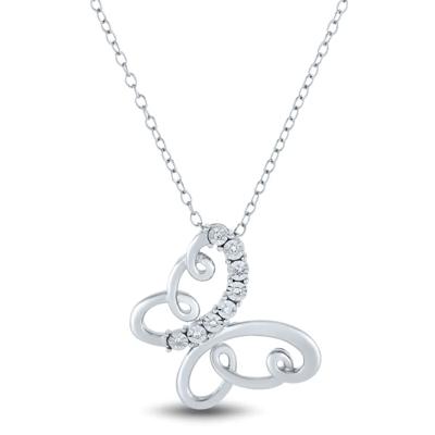 Diamond Butterfly Pendant in Sterling Silver