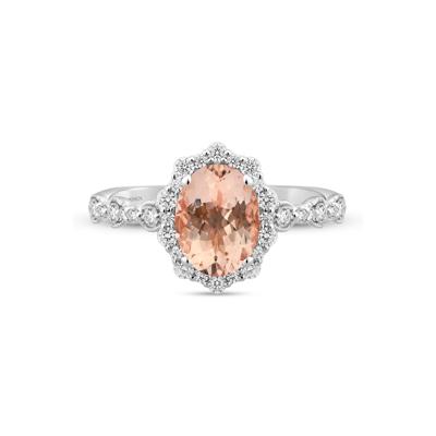 Morganite and Diamond Engagement Ring in 14K White Gold (3/8 ct. tw.)