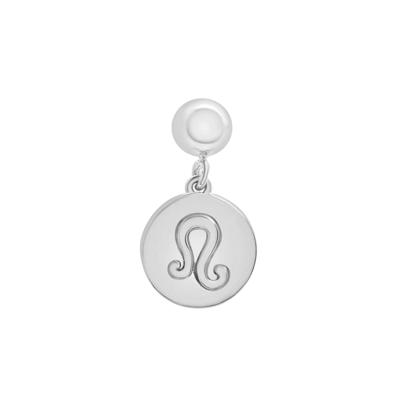 Leo Zodiac Disc Bead Charm in Sterling Silver