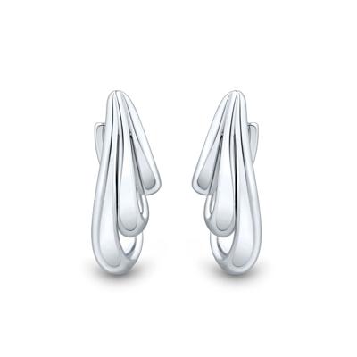 Graduated Triple-Row Hoop Earrings in Sterling Silver