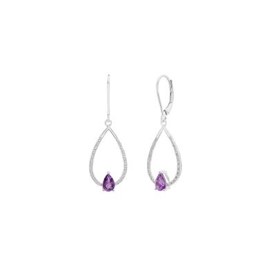 Amethyst and Diamond Drop Earrings in Sterling Silver (1/10 ct. tw.)