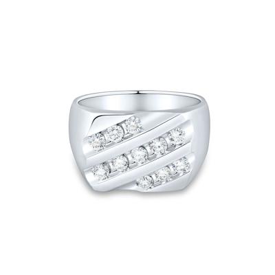 Men's Lab Grown Diamond Slant Ring in 10K White Gold (1 ct. tw.)