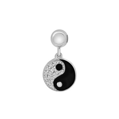 Diamond Accent Yin and Yang Bead Charm in Sterling Silver