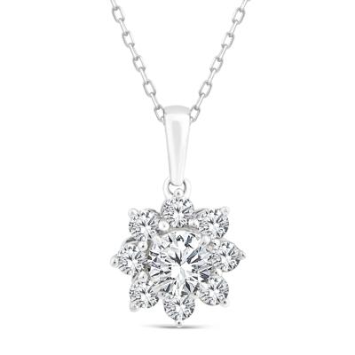 Lab Grown Diamond Starburst Pendant in 10K White Gold (3/4 ct. tw.)