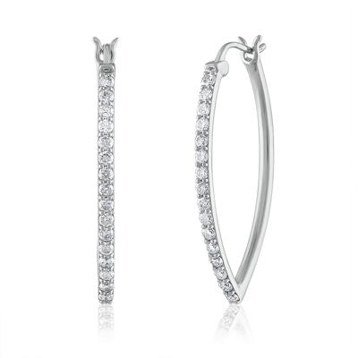 Diamond Hoop Earrings in 10K White Gold (1 ct. tw.)