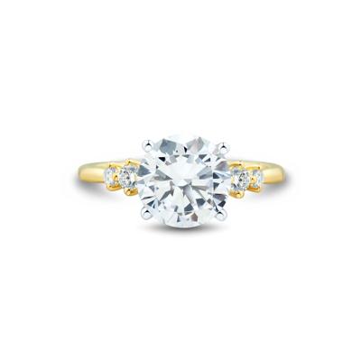 Lab Grown Diamond Round Center Engagement Ring in 14K Yellow and White Gold (2 3/4 ct. tw.)