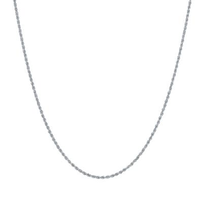 Solid Glitter Rope Chain in 14K White Gold, 1.35MM, 18"