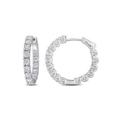 Moissanite Hoop Earrings with U Prongs in Sterling Silver (3 ct. dew)