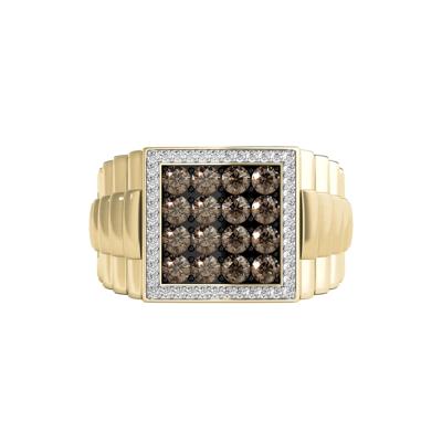 Men's 1 ct. tw. Champagne & White Diamond Ring in 10K Yellow Gold