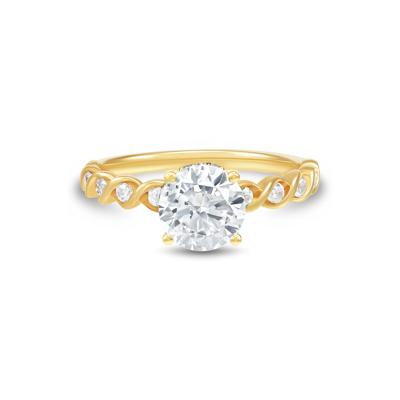 Round Lab Grown Diamond Twist Shank Engagement Ring in 14K Yellow Gold (1 3/4 ct. tw.)