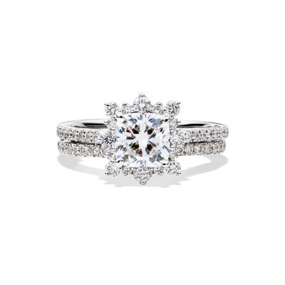 Valentina Cushion-Cut Lab Grown Diamond Halo Bridal Set in 14K White Gold (2 1/4 ct. tw.)