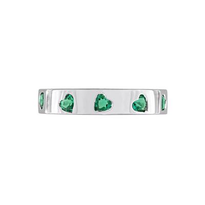 Heart-Shaped Lab-Created Emerald Eternity Band in Sterling Silver