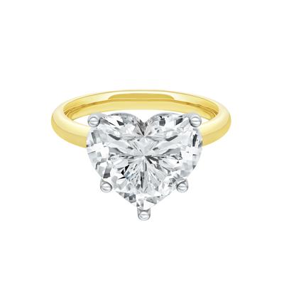 Lab Grown Diamond Heart-Shaped Solitaire Ring in 14K Yellow & White Gold (5 ct.)