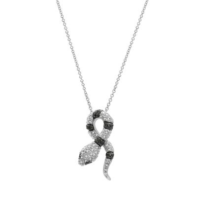 Black Diamond Accent Snake Pendant in Sterling Silver