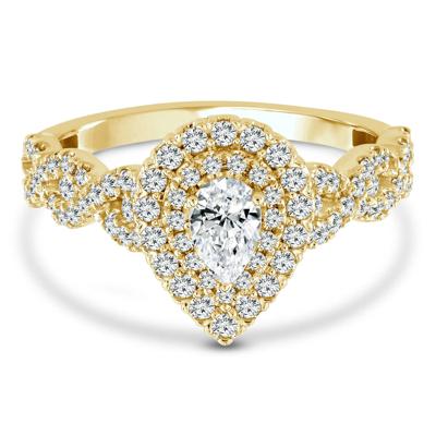Lab Grown Diamond Pear-Shaped Engagement Ring in 10K Yellow Gold (1 ct. tw.)
