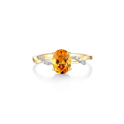 Citrine & Diamond Ring in 10K Yellow Gold
