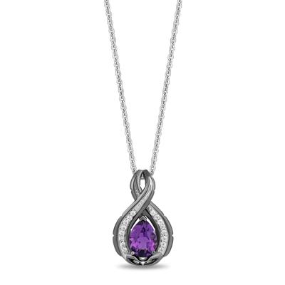 Ursula Amethyst and Diamond Pendant in Sterling Silver (1/10 ct. tw.)