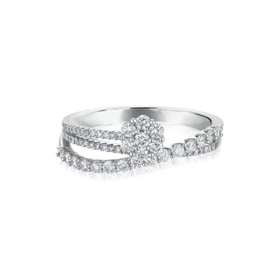 Diamond Floral Bypass Ring in 14K White Gold (5/8 ct. tw.)
