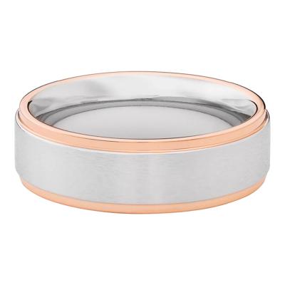 Men’s Cobalt Wedding Band with 14K Rose Gold Accents, 7MM