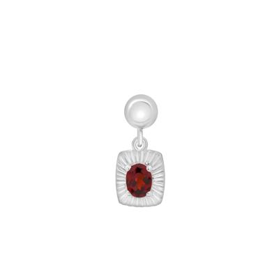 Garnet Medallion Birthstone Bead Charm in Sterling Silver