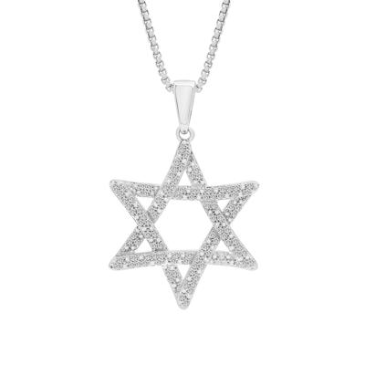 Men's Star of David Pendant in Sterling Silver (1/2 ct. tw.)