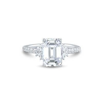 Lab Grown Emerald-Cut Diamond Engagement Ring in 14K White Gold (3 ct. tw.)
