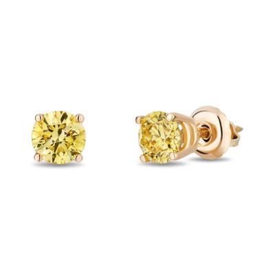 Lab Grown Yellow Diamond Solitaire Earrings in 14K Yellow Gold (1 ct. tw.)