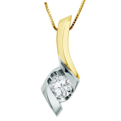 Diamond Pendant in 14K Yellow Gold & 14K White Gold (1/3 ct. tw.)
