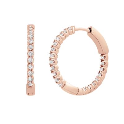 1/2 ct. tw. Diamond Inside-Out Hoop Earrings in 14K Rose Gold