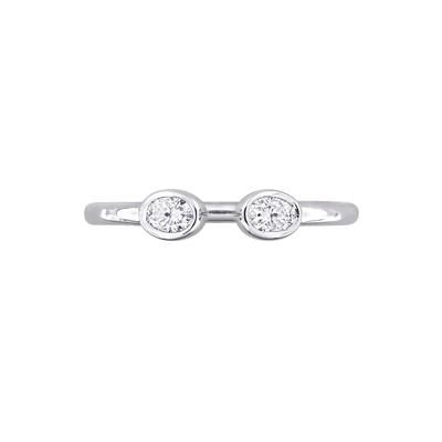 Lab-Created Moissanite Oval Bezel Open Band in Sterling Silver