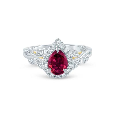 Ramona Rhodolite Garnet and Lab Grown Diamond Engagement Ring in 14K White and Yellow Gold (1/3 ct. tw.)