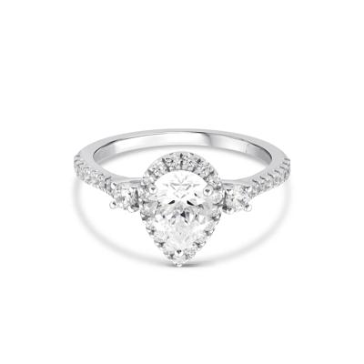 Lab Grown Diamond Pear-Shaped Engagement Ring in 10K White Gold (1 1/5 ct. tw.)