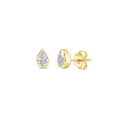 Lab Grown Diamond Bezel-Set Pear-Shaped Solitaire Stud Earrings in 14K Yellow Gold (1/3 ct. tw.)