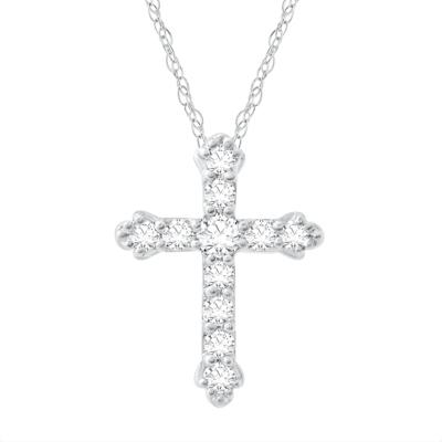 Diamond Cross Pendant in 14K White Gold (1/4 ct. tw.)
