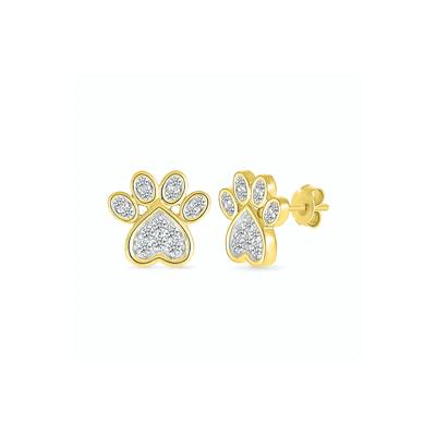 Diamond Paw Print Stud Earrings in 10K Yellow Gold (1/5 ct. tw.)