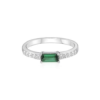 Lab Created Emerald & White Sapphire Stack Ring in Sterling Silver