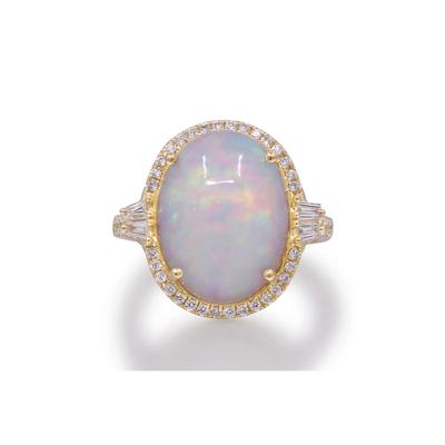 Opal and Diamond Ring in 14K Yellow Gold (3/8 ct. tw.)