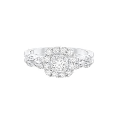 Diamond Halo Engagement Set in 14K White Gold (3/4 ct. tw.)